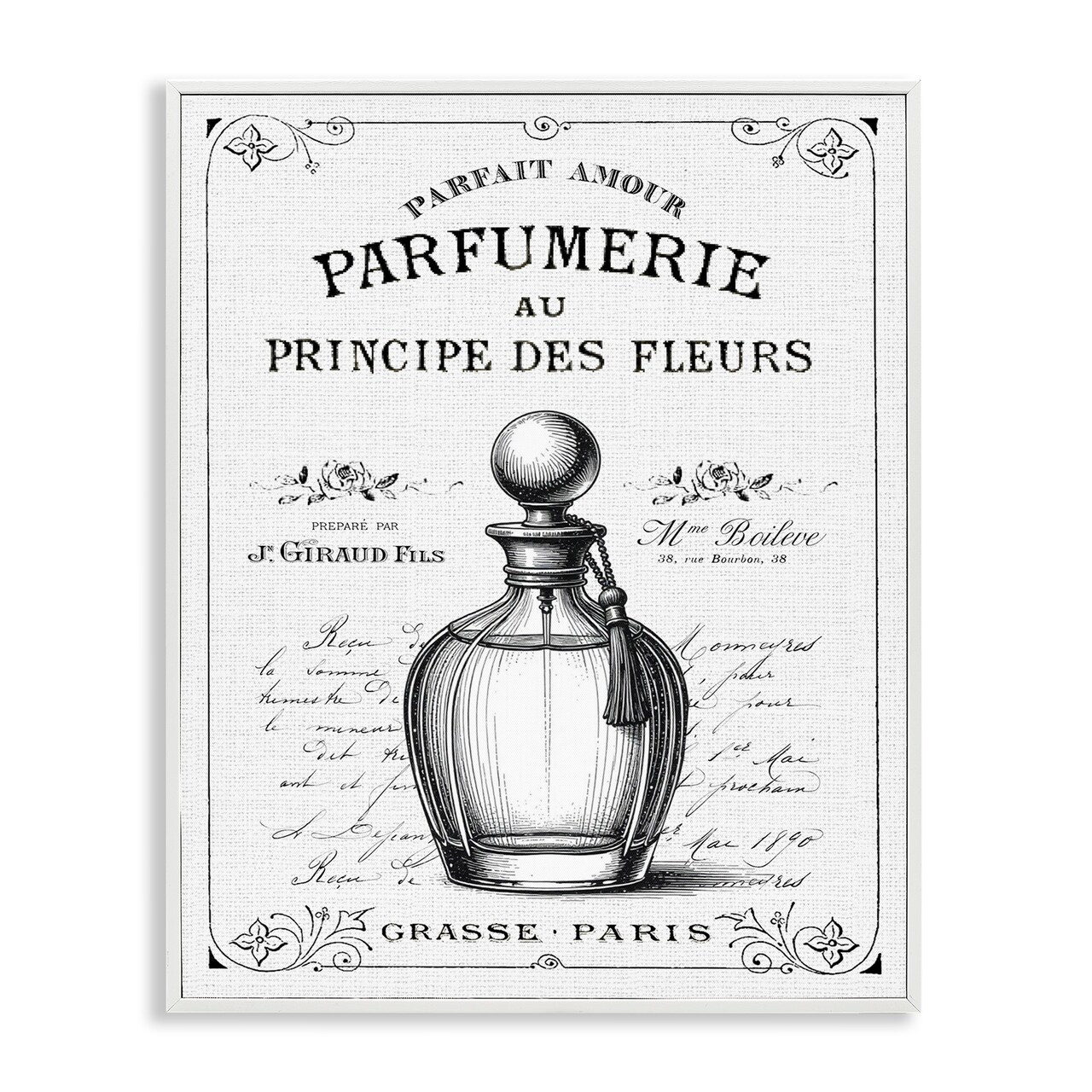 Stupell Industries Vintage French Perfume Framed Giclee, design by Lettered and Lined